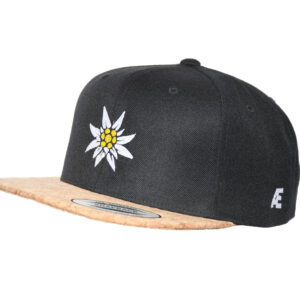 Snapback-mountainflower-edelweiß-schwarz-aewerbetechnik